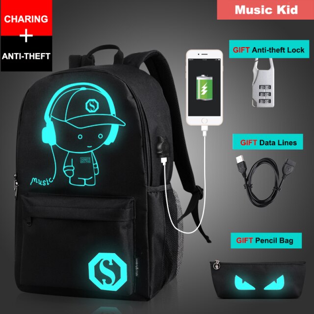 Cool Luminious USB Charge Backpack