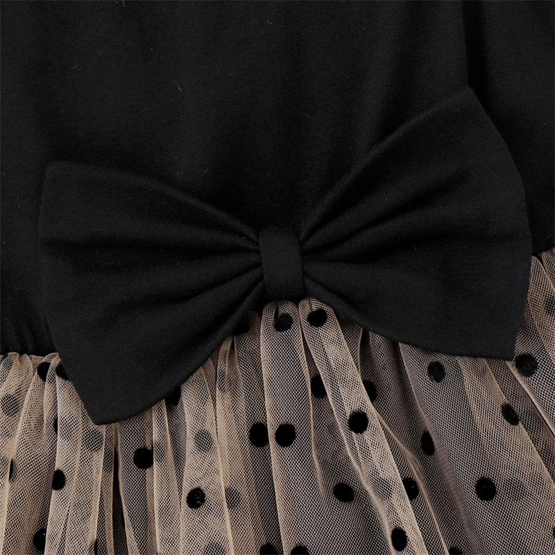One-Shoulder Polka Dot Mesh Dress